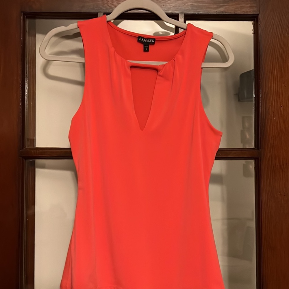 Express Orange L Clementine Sleeveless V Neck Tank Blouse